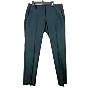 Theory Low Rise Wool Blend Flat Front Straight Leg Dress‎ Pants Black Womens 8